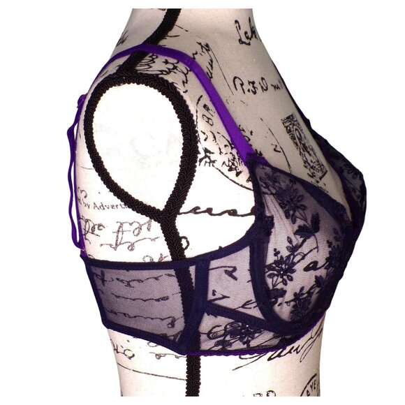 🆕SIMONE PERELE Adele Demi Lace Underwire Non-Padded Bra Midnight 32E #1C7330 - Picture 8 of 10